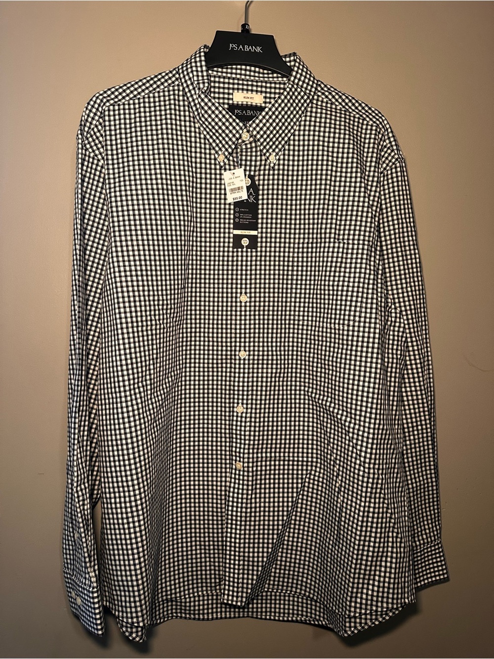 Jos. A. Bank Men’s Navy and White Gingham Button-Down Shirt